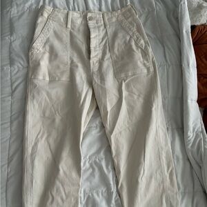 Mother Off White Cropped Jeans